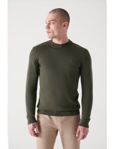 Avva Men's Khaki Half Turtleneck Standard Fit Normal Cut Knitwear Sweater