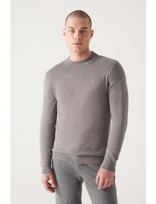 Avva Men's Gray Half Turtleneck Standard Fit Normal Cut Knitwear Sweater