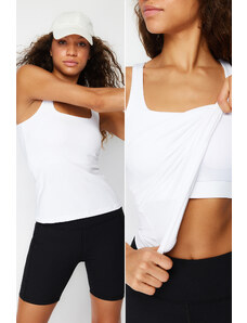 Trendyol White Recovery 2 Layers With Pad Inside Sports Bra Square Collar Knitted Sports Top/Blouse