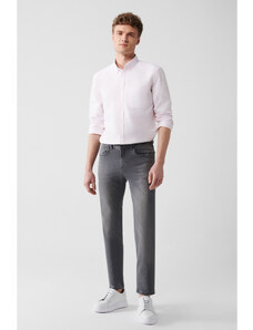 Avva Men's Gray Old-fashioned Washable Flexible Slim Fit Slim Fit Jeans