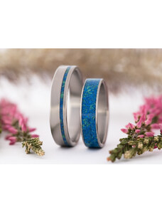 Zaczyk Wood Rings Snubní prstýnky Titanium Z-Azurit & Malachite