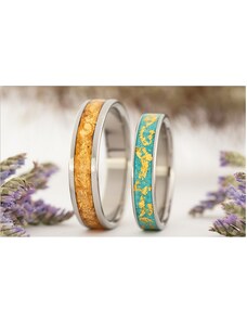 Zaczyk Wood Rings Zlaté snubní prstýnky Z-Gold & Turquoise & Gold