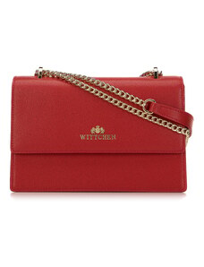Klasická dámská kožená messenger taška s řetízkem Wittchen, červená, přírodní kůže