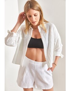 Bianco Lucci Women's One Pocket Asymmetrical Shirt