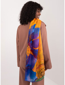 Fashionhunters Oranžovo-kobaltový šátek s potiskem