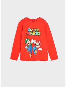 Sinsay - Tričko s dlouhými rukávy Super Mario - červená