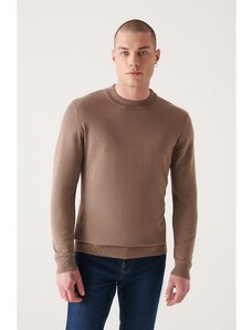 Avva Men's Mink Half Turtleneck Regular Fit Knitwear Sweater