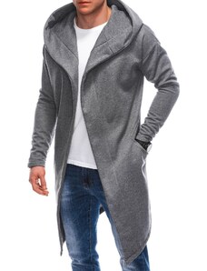 Ombre Men's asymmetrical unbuttoned hooded sweatshirt OM-SSZP-0112