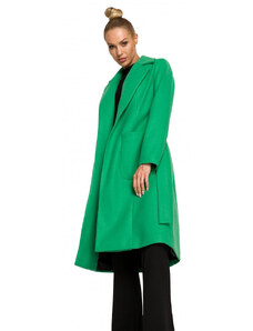 Moe M708 Fleecový kabát s páskem a kapsami - zelený