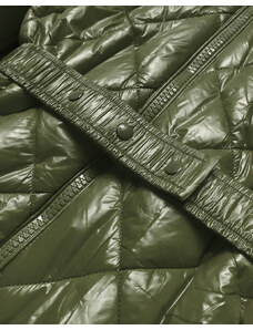 MHM Lesklá zimní bunda v khaki barvě s mechovitým kožíškem (W756)
