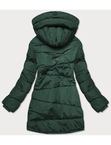 LHD Asymetrická dámská zimní bunda v lahvově zelené barvě (M-21113)