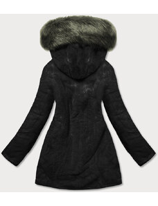 MHM Khaki-černá teplá dámská oboustranná zimní bunda (W610)