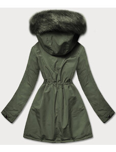MHM Teplá dámská oboustranná zimní bunda v khaki barvě (W610BIG)