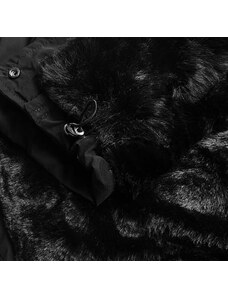 MHM Černá dámská zimní bunda s kožešinovou podšívkou (W635)