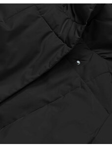 LHD Černý dámský zimní kabát s páskem (2M-061)