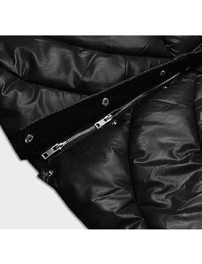 Ann Gissy Volná černá dámská zimní bunda z ekologické kůže (AG2-J90)