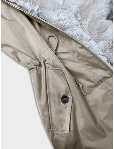 S'WEST Béžová dámská zimní bunda parka s kožešinou (B557-46046)