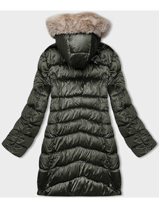 S'WEST Khaki-béžová dámská zimní oboustranná bunda s kapucí (B8202-11046)