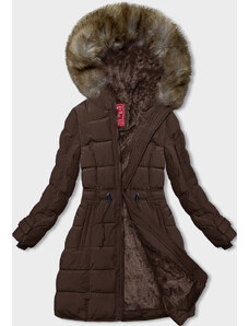 Hnědá dámská zimní bunda s kožešinovou podšívkou (LHD-23063)