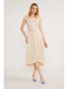 Monnari Šaty Shimmering Midi Dress Beige