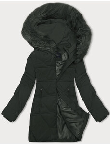 Dámská zimní bunda J Style v army barvě s kapucí (16M9099-136)
