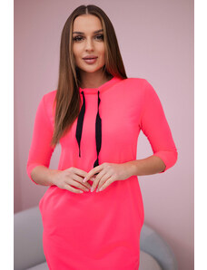 K-Fashion Šaty svázané u krku růžové neonové