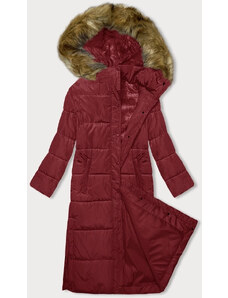 MELYA MELODY Červená dlouhá zimní bunda s kapucí (V726)