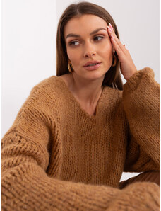 Fashionhunters Velbloudí oversize pletený svetr z RUE PARIS