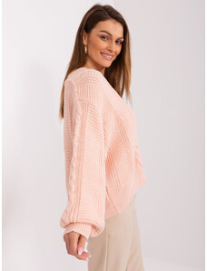 Fashionhunters Světle růžový svetr z vlněné směsi RUE PARIS