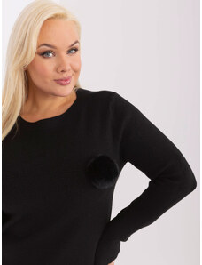 Fashionhunters Černý pletený svetr z viskózy plus velikosti