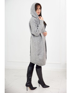 K-Fashion Kardigan s kapucí šedý