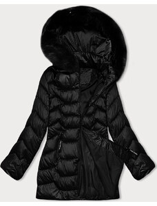 Černá prošívaná dámská bunda s kapucí S'west (B8169-1)