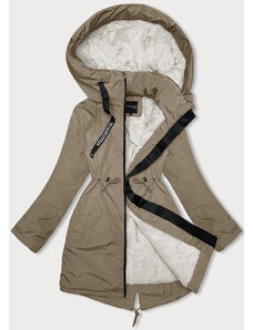 Miss TiTi Dámská zimní bunda ve velbloudí barvě s kapucí Glakate (H-3832)