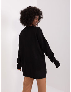 Fashionhunters Černý dlouhý klasický svetr s výstřihem