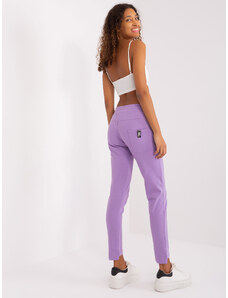 Fashionhunters Světle fialové basic kalhoty s elastickým pasem