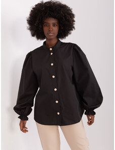 Fashionhunters Klasická černá košile s nabíranými rukávy