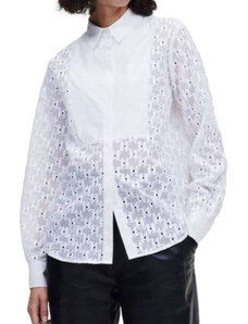 Karl Lagerfeld KL Monogram Lace Bib Shirt W 220W1600