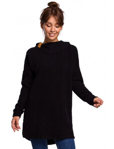 Pletený svetr se zaobleným lemem B176 černý - BeWear