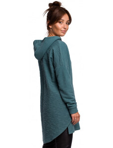 Dámský pletený svetr se zaobleným lemem B176 tyrkysový - BeWear