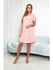 K-Fashion Šaty svázané na rukávech pudrově růžové