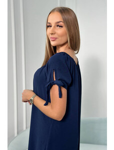 K-Fashion Šaty vázané na rukávech tmavě modré