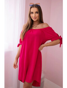 K-Fashion Šaty s vázáním na rukávech fuchsiové barvy