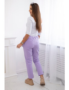 K-Fashion Kalhoty zavazované s asymetrickým předním dílem světle fialová