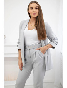 K-Fashion Elegantní souprava saka a kalhot šedý