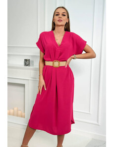 K-Fashion Šaty s ozdobným páskem fuchsiové barvy