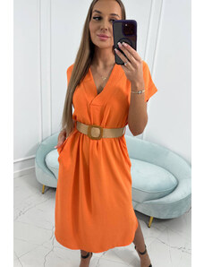 K-Fashion Šaty s ozdobným páskem oranžové