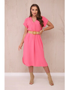 K-Fashion Šaty s ozdobným páskem světle růžová
