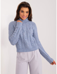 Fashionhunters Tmavě modrý kabelový pletený svetr MAYFLIES