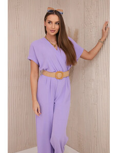 K-Fashion Kombinéza s ozdobným páskem v pase světle fialová