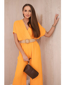 K-Fashion Kombinéza s ozdobným páskem v pase pomeranč